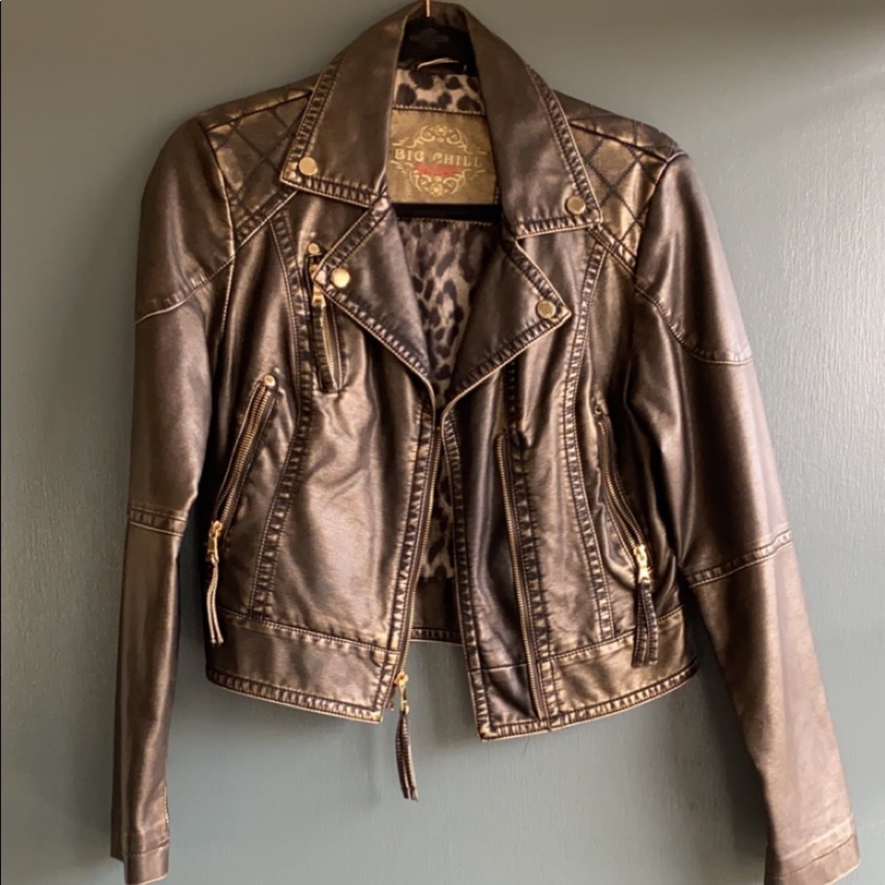 Copper Leather Moto Jacket